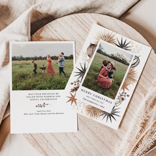 Julmodern Rustic Scandi Photo Ram Julkort (Skapare uppladdad)