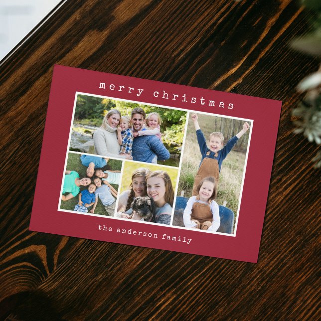 Julmodern skrivmaskin 4 Fotokollage Julkort (Skapare uppladdad)