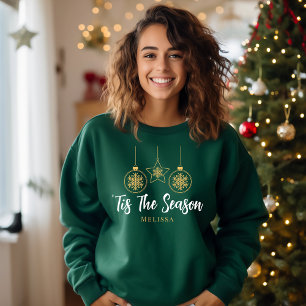 Julmodern "Tis the Season Grönt Guld, White T Shirt