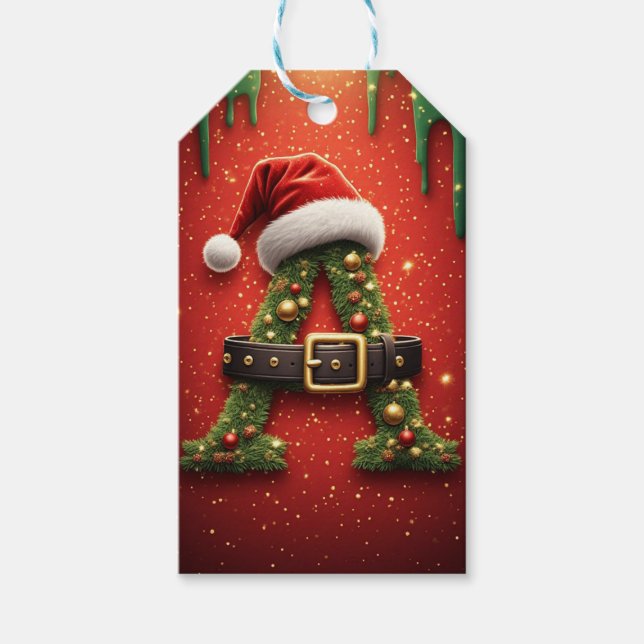 Julmonogram Bokstav A För Högtidspresenter Presentetikett (Framsidan)