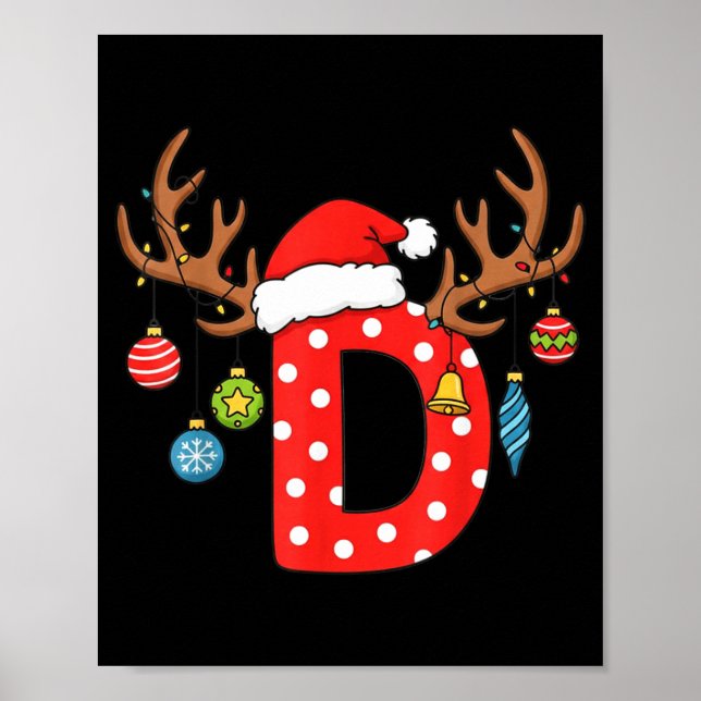 Julmonogram Bokstav D Alfabetet Initital Dekoratio Poster (Framsidan)