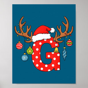 Julmonogram Bokstav G Alfabetet Första Omslagsmoti Poster