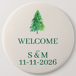 Julmonogram Elegant Skogsträd Välkommen Knapp