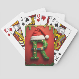 Julmonogram R med tomteluva – Holiday-present Casinokort