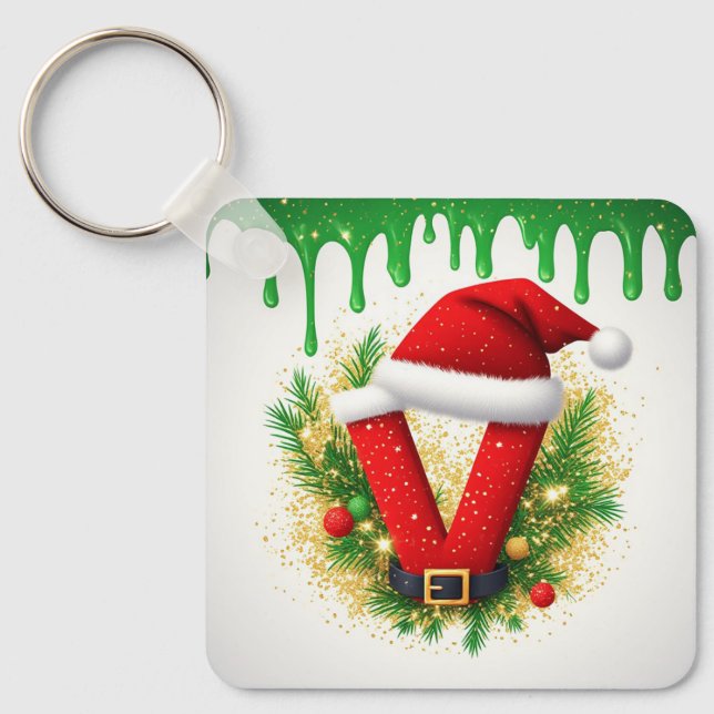 Julmonogram V för höjdnamn Nyckelring (Framsida)