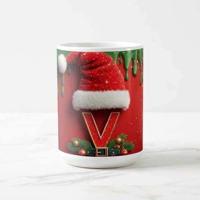 Julmonogram V Tomte Högtidsbrev Kaffemugg (Center)