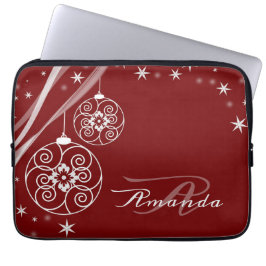 Julmonogram Vita Prydnader Röda Eleganta Laptop Fodral