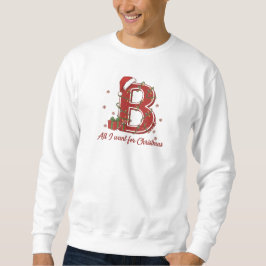 Julmonogramdesign med bokstaven B Lång Ärmad Tröja