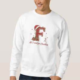 Julmonogramdesign med bokstaven F Lång Ärmad Tröja