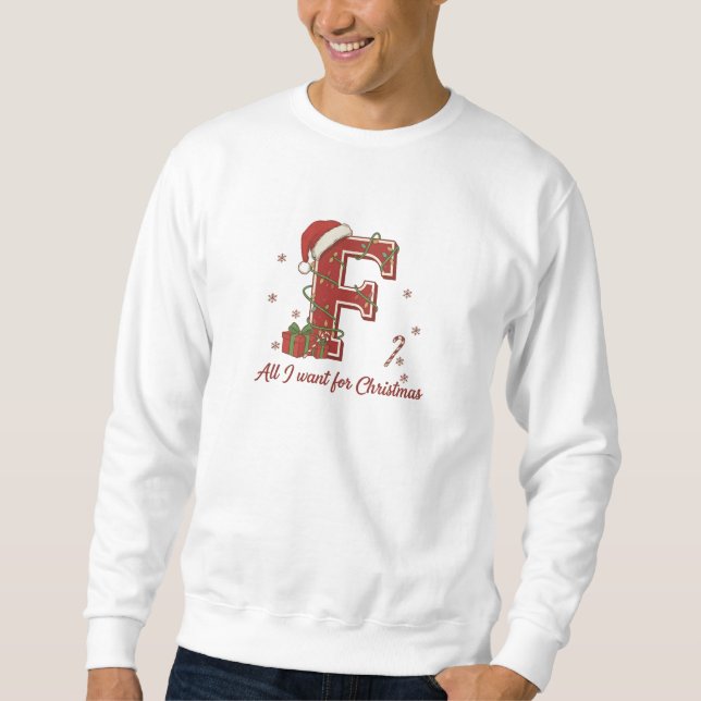 Julmonogramdesign med bokstaven F Lång Ärmad Tröja (Framsida)