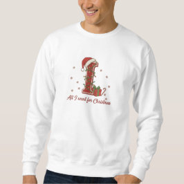 Julmonogramdesign med bokstaven I Lång Ärmad Tröja