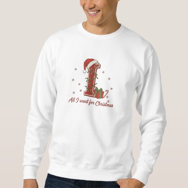 Julmonogramdesign med bokstaven I Lång Ärmad Tröja (Framsida)