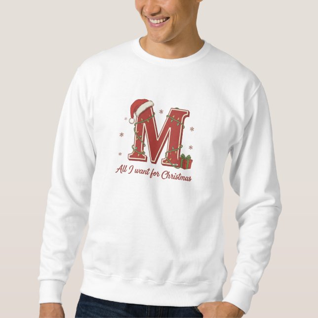 Julmonogramdesign med bokstaven M Lång Ärmad Tröja (Framsida)