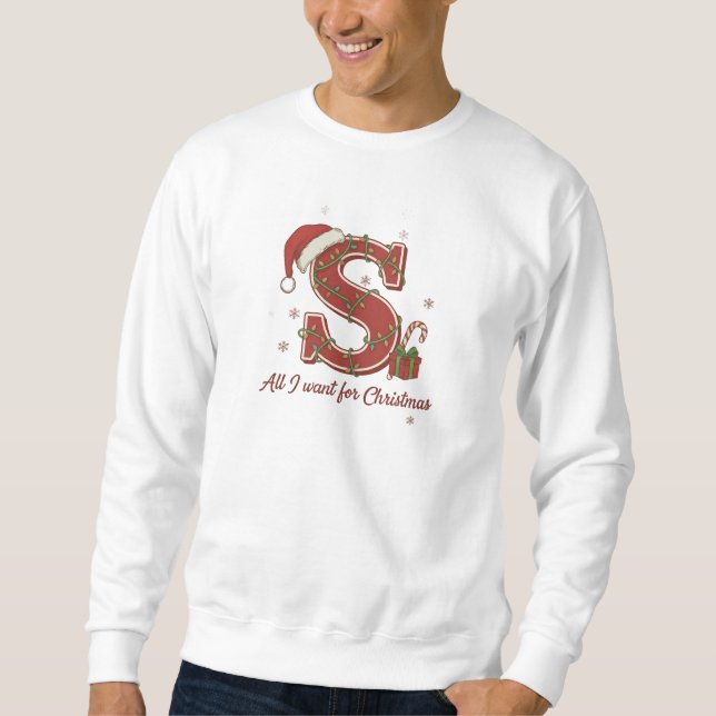 Julmonogramdesign med bokstaven S Lång Ärmad Tröja (Framsida)