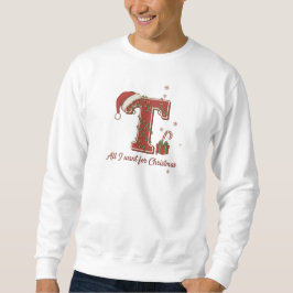 Julmonogramdesign med bokstaven T Lång Ärmad Tröja