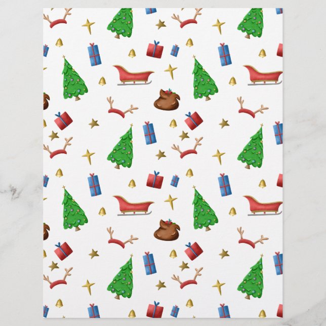 Julmönster i vit och svart scrapbok (Framsida)