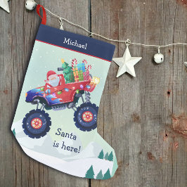 Julmonster Lastbil Santa Namn Liten Julstrumpa