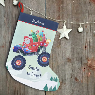 Julmonster Lastbil Santa Namn Liten Julstrumpa