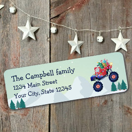 Julmonster Lastbil Santa Return-adressetikett Returadress Etikett