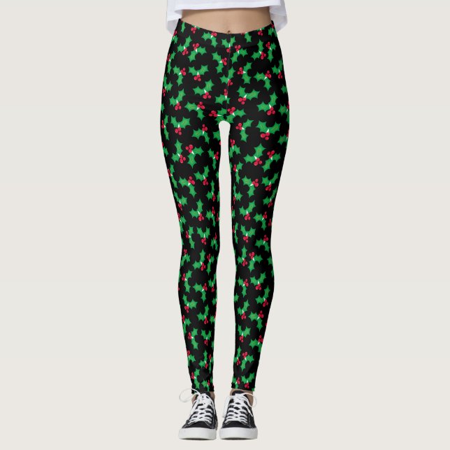 Julmönster på Svart Leggings (Framsida)