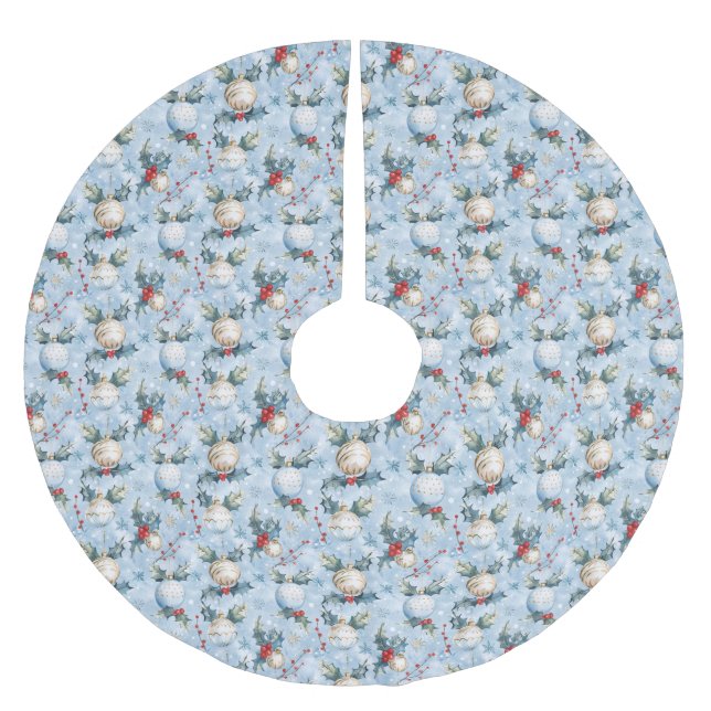Julmönster Trädskört Julgransmatta Borstad Polyester (Framsidan)