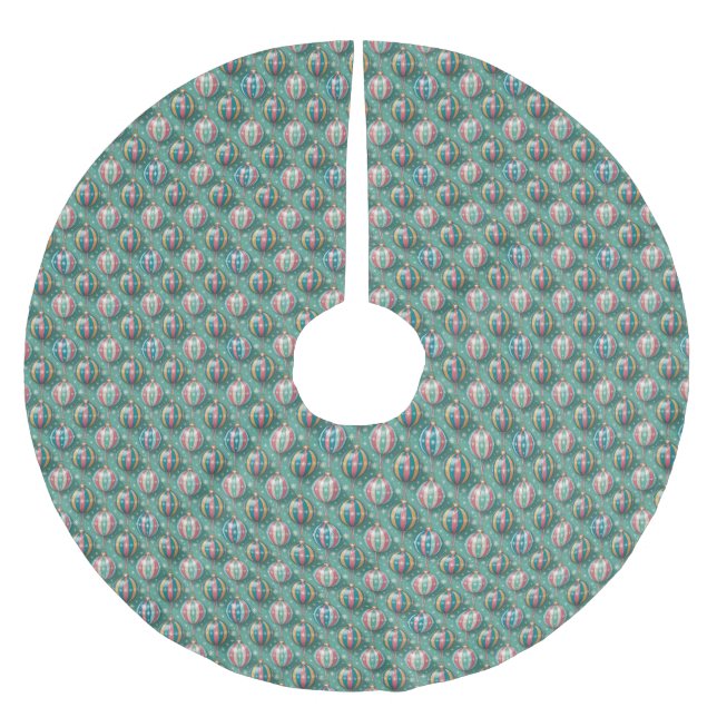 Julmönster Trädskört Julgransmatta Borstad Polyester (Framsidan)