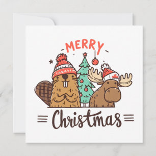 Julmoose och Beaver Kanada Julkort