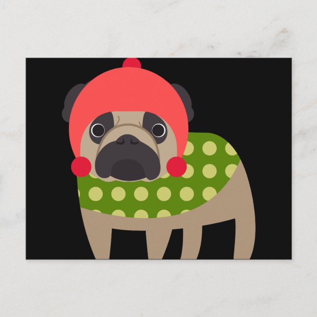 Julmopshund Helg Vykort (Framsida)