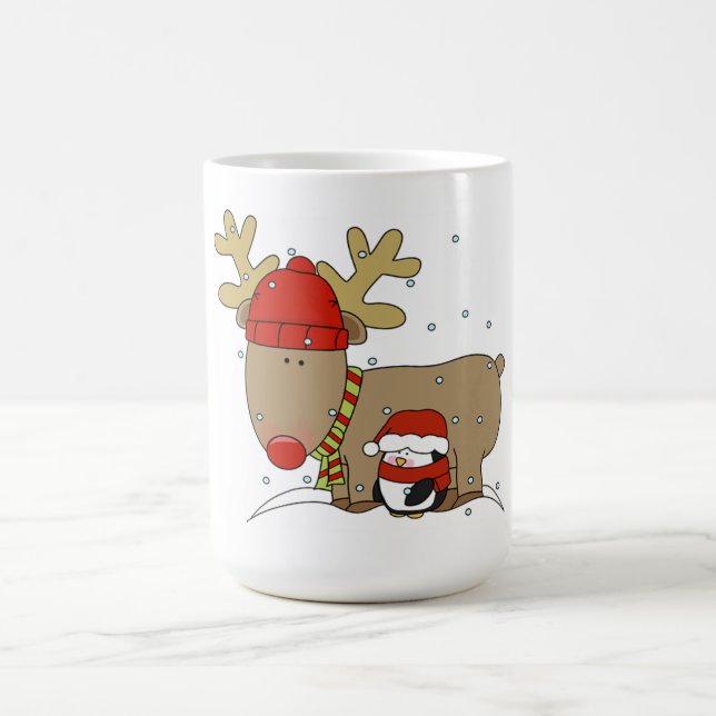 Julmorfing Mugg/Reindeer och Penguin Magisk Mugg (Center)