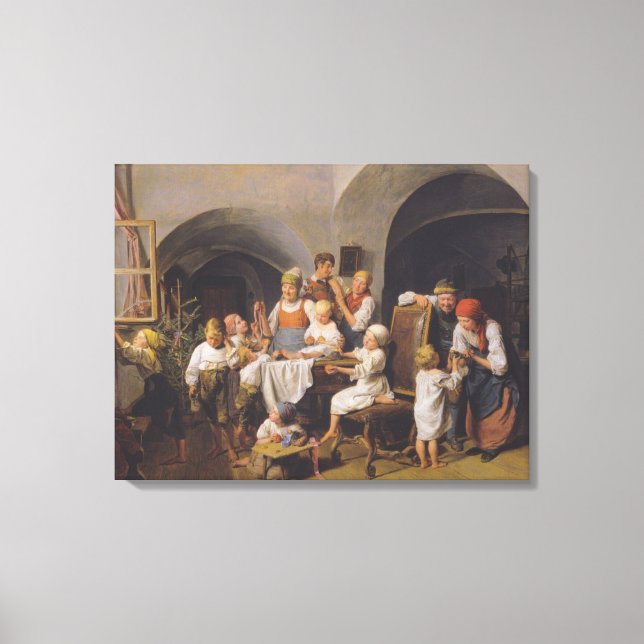 Julmorgon (av Ferdinand Georg Waldmüller) Canvastryck (Framsida)