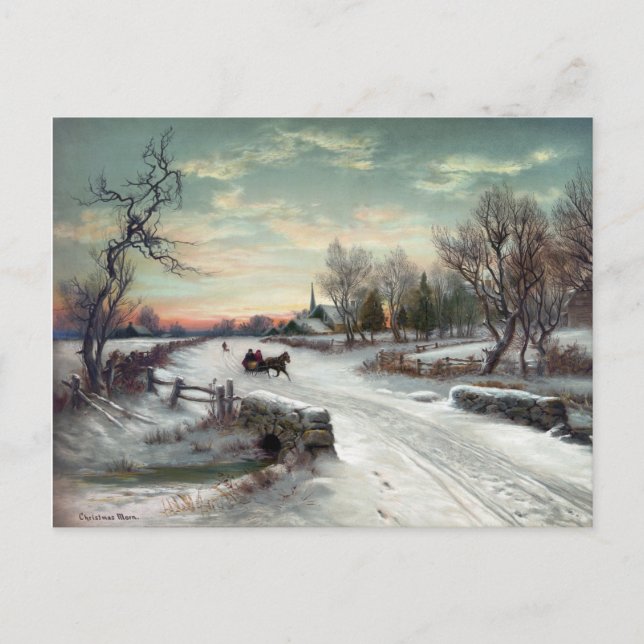 JULMORGON, c1885. Helg Vykort (Framsida)