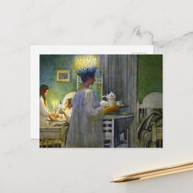 Julmorgon, festen med Saint Lucy Helg Vykort (Fram/Back In Situ)