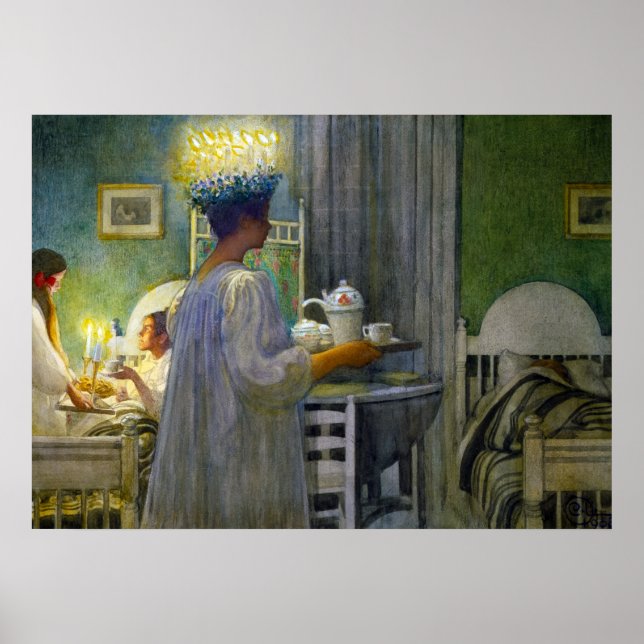 Julmorgon, festen med Saint Lucy Poster (Framsidan)