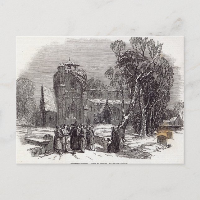 Julmorgon: Gå att kyrktaga Helg Vykort (Framsida)