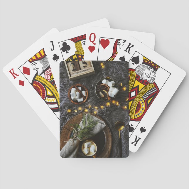 Julmorgon Hett Chocolate & Marshmallow Casinokort (Baksidan)