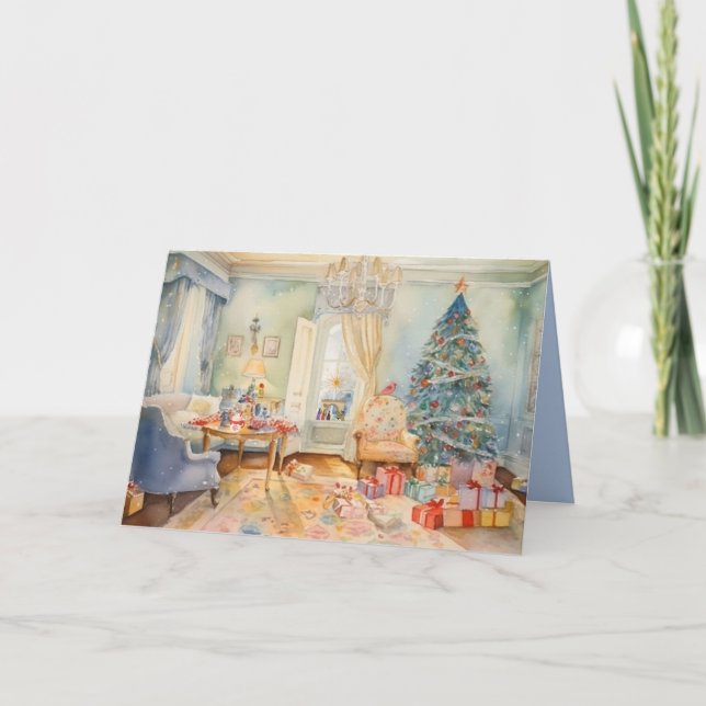 Julmorgon-märkt gratulationskort kort (Framsida)