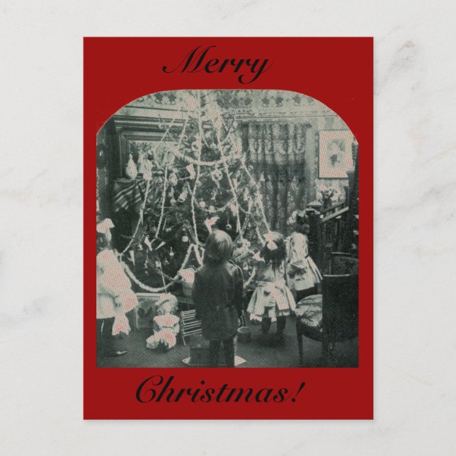 Julmorgon - Vintage Stereoview Helg Vykort (Framsida)