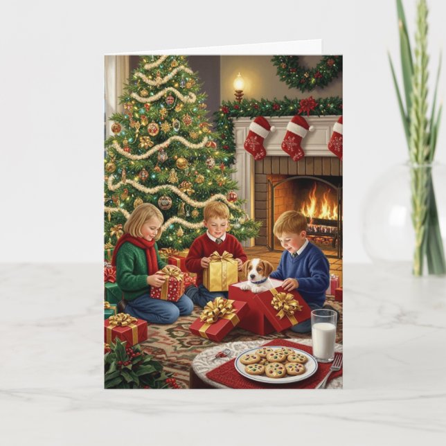 Julmorgonmagin – Traditionell Julkort Kort (Framsida)