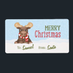 Julmosa Personlig Märkre/etiketter Fraktsedel<br><div class="desc">En viskig älva med halsduk i snö. Det mesta är redigerbart. Du kan göra om storleka eller ta bort formuleringen "God jul". Placera texten nedan igen om du behöver skapa utrymme för längre namn eller om du vill välja ett annat typsnitt. Matchar min "julmosa" samling.</div>