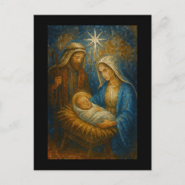 Julmosaik i glasfönsterstil | Den heliga familjen  Vykort