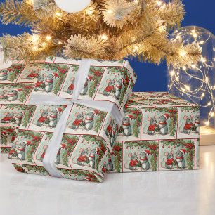Julmöss med holly och malte presentpapper