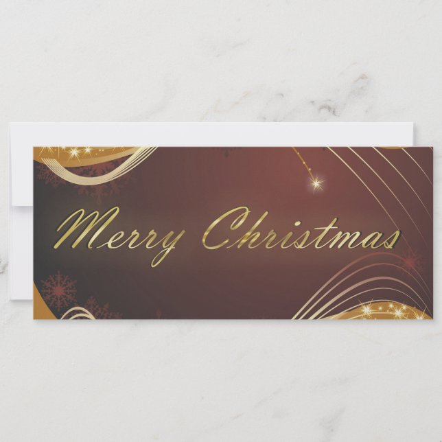 Julmotiv med guld och röd bakgrund julkort (Framsida)