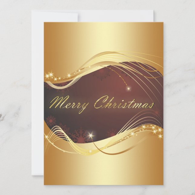 Julmotiv med guld och röd bakgrund julkort (Framsida)