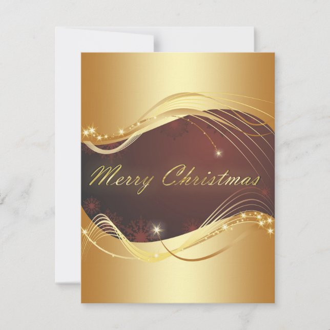 Julmotiv med guld och röd bakgrund julkort (Framsida)