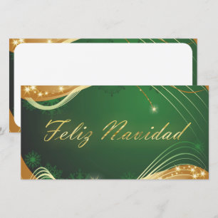 Julmotiv med guld på grön bakgrund julkort