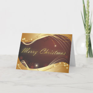 Julmotiv med guld på röd bakgrund helgkort