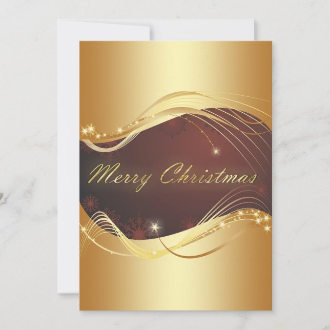 Julmotiv med guld på röd bakgrund julkort (Framsida)