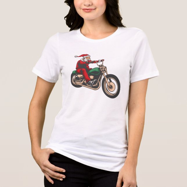 Julmotorcykel Rider Graphic Santa T Shirt (Framsida)