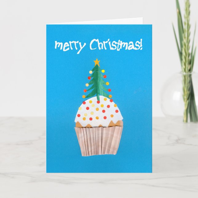 Julmuffin med julgranen helgkort (Framsida)