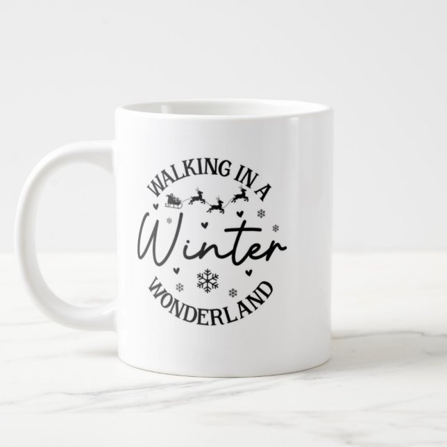 Julmugg – Festiv Holiday Kakao & Kaffe Kopp Jumbo Mugg (Vänster)